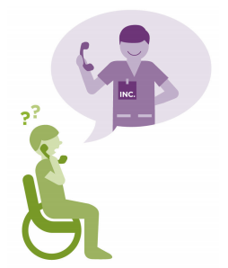 Ilustracja przedstawiająca rozmowę telefoniczną z menedżerem do spraw opieki