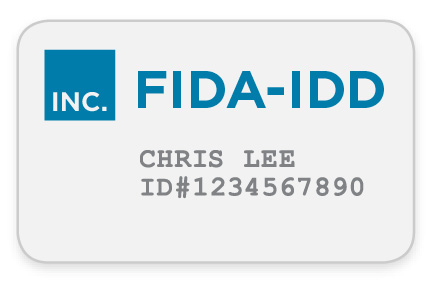 插圖，展示智力和發育障礙人士全面整合雙重利惠計劃 (FIDA-IDD) 的會員卡