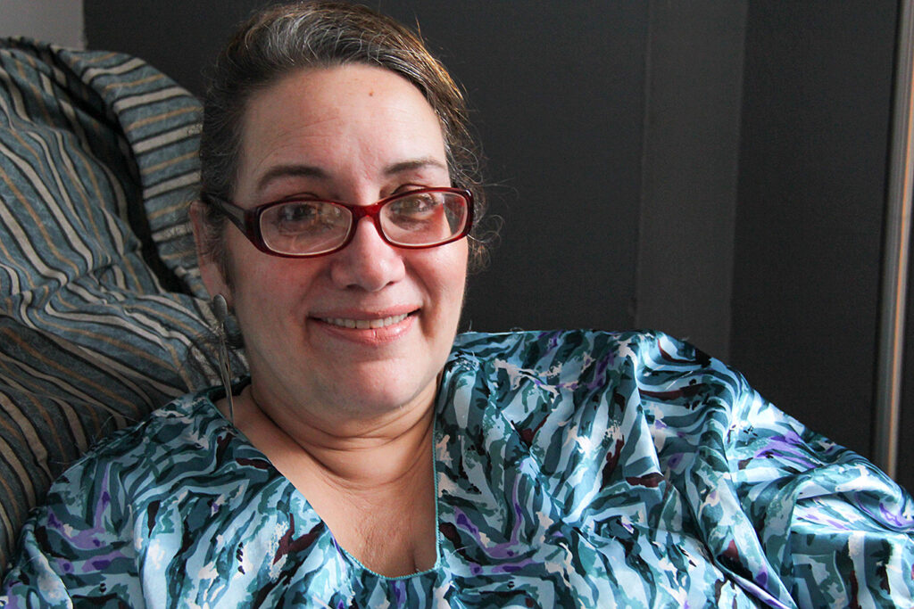 a person sitting comfortably at home